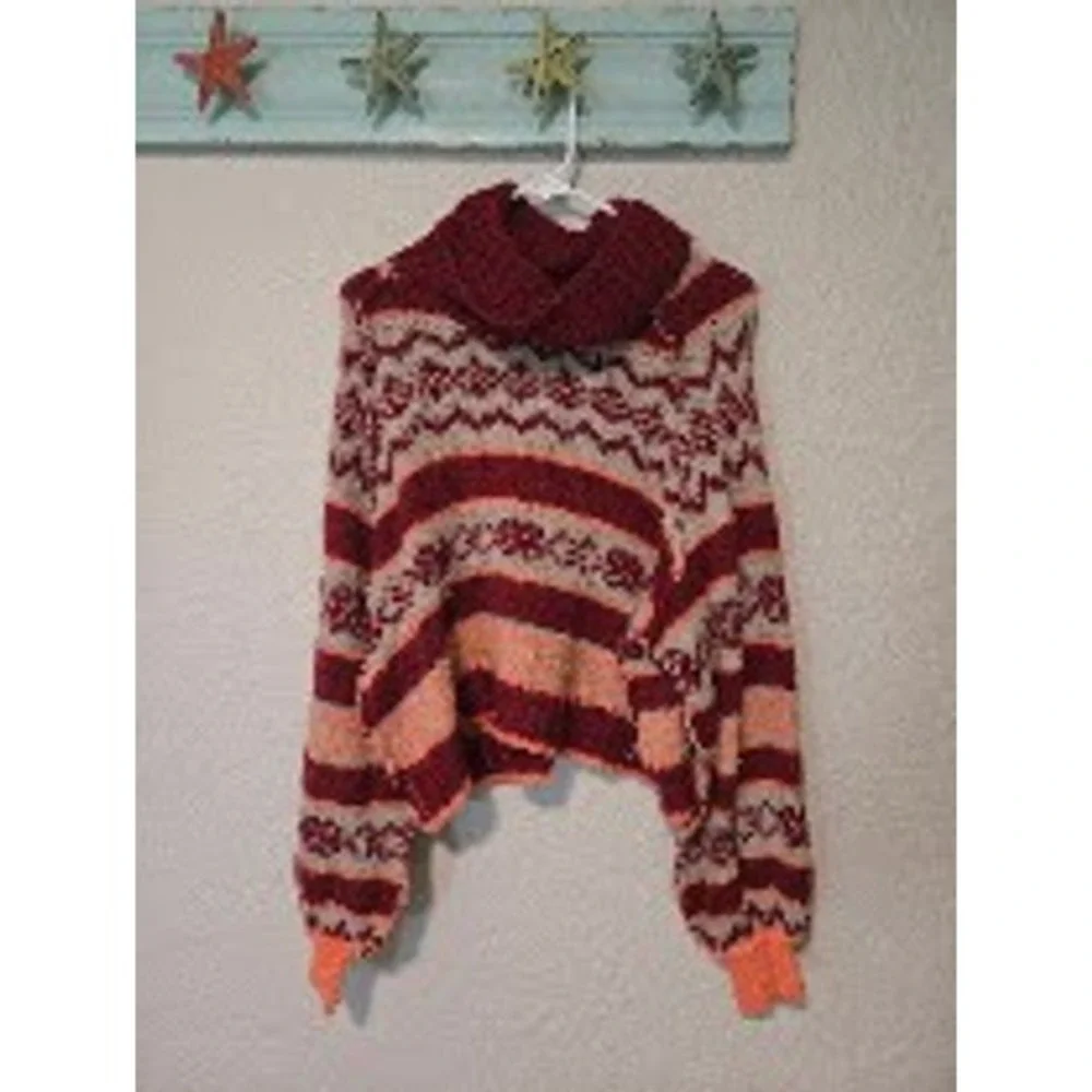 Free People Check Me Out Pullover- Holly Berry